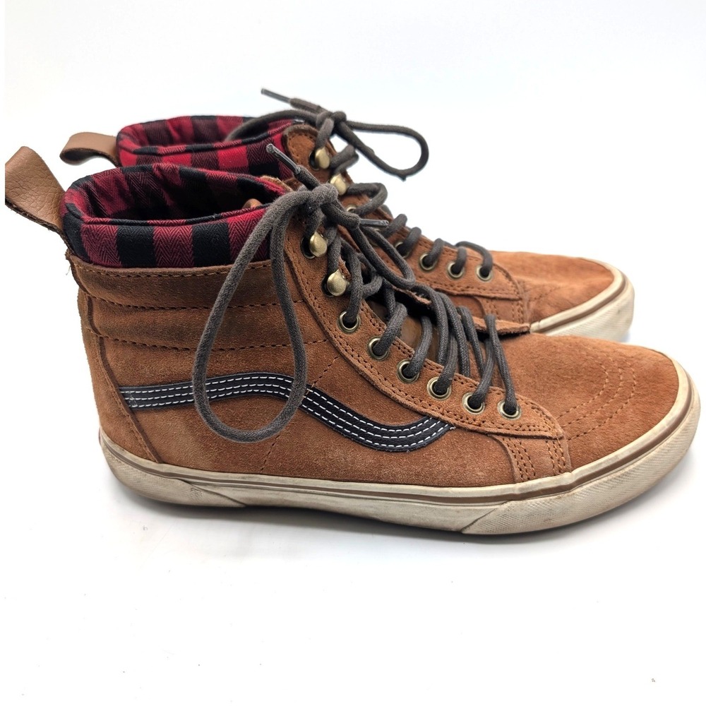 Vans Sk8-Hi MTE Glazed Ginger Suede Plaid High Top Sneakers Mens 8 Shoes